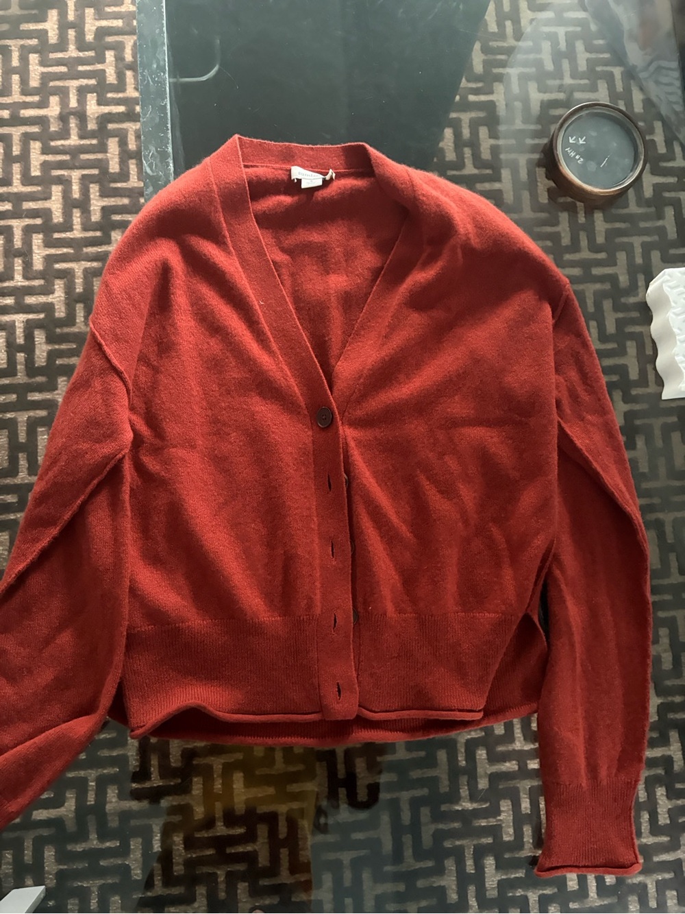 Sundance 100% cashmere V-Neck Button Cardigan - Rust